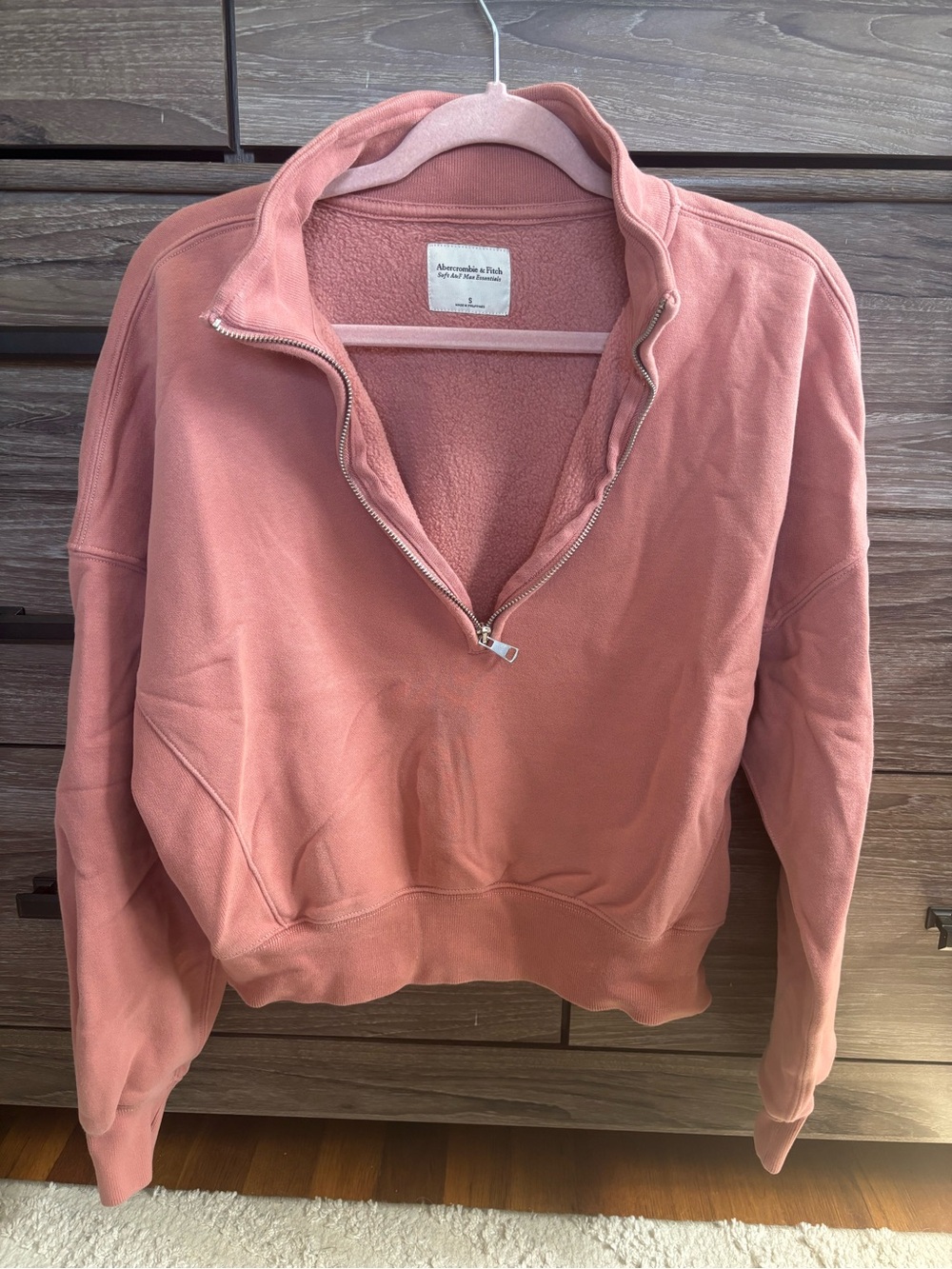 Abercrombie & Fitch Rose Pink Half-Zip Fleece Pullover